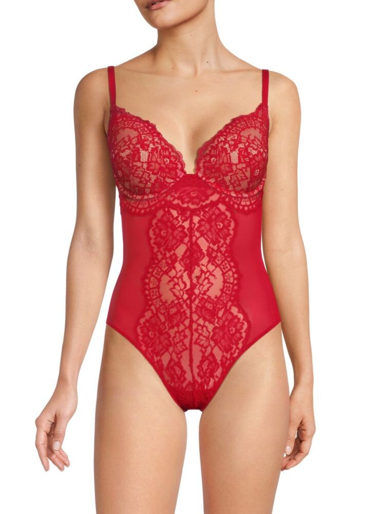 

Кружевное корректирующее боди Wolford, красный