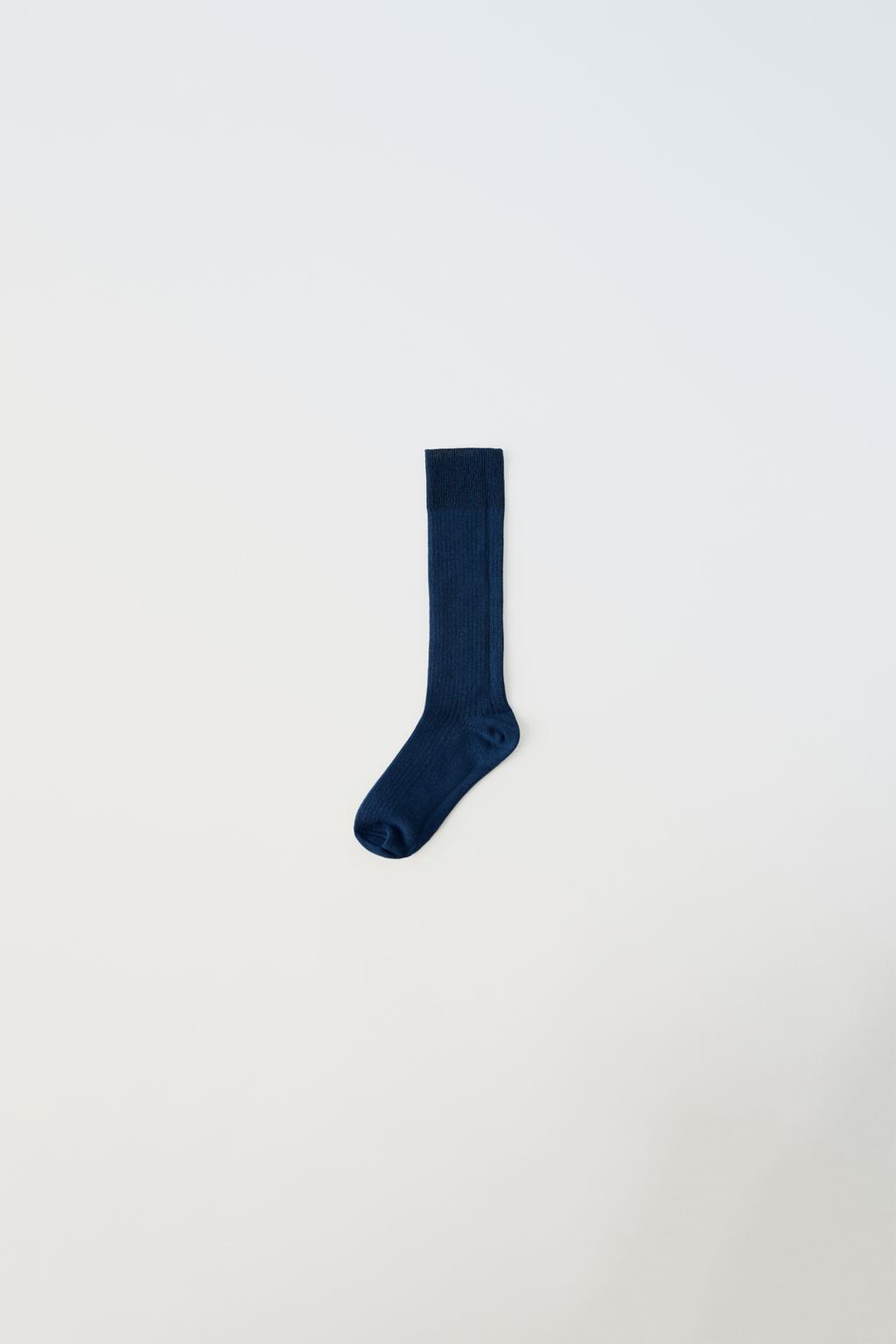 Длинные трикотажные носки ZARA, темно-синий