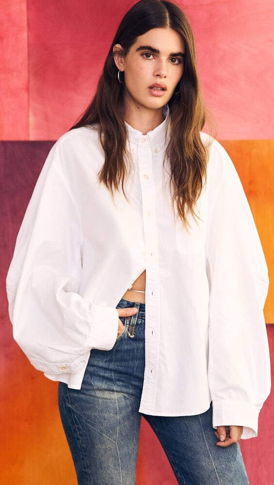 

Рубашка R13 Ziggy Button Down, белый