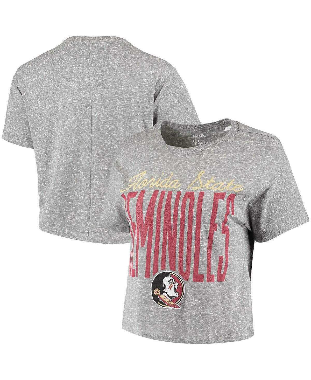 

Женская укороченная футболка серого цвета Florida State Seminoles Sanibel Knobi Pressbox