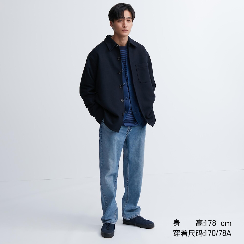 

Мужские/женские свободные прямые джинсы Uniqlo (новый стиль потертых повседневных брюк)