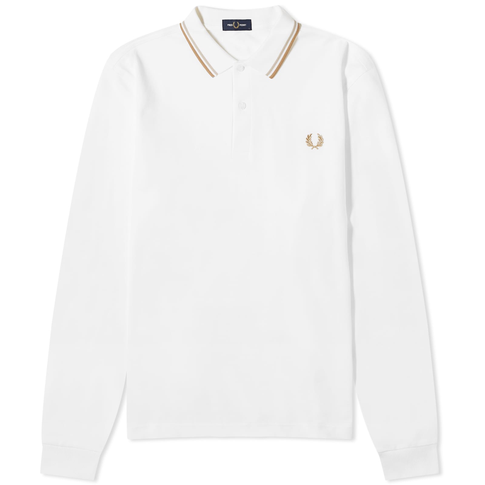 Поло Fred Perry Long Sleeve Twin Tipped, цвет White, Oat & Stone