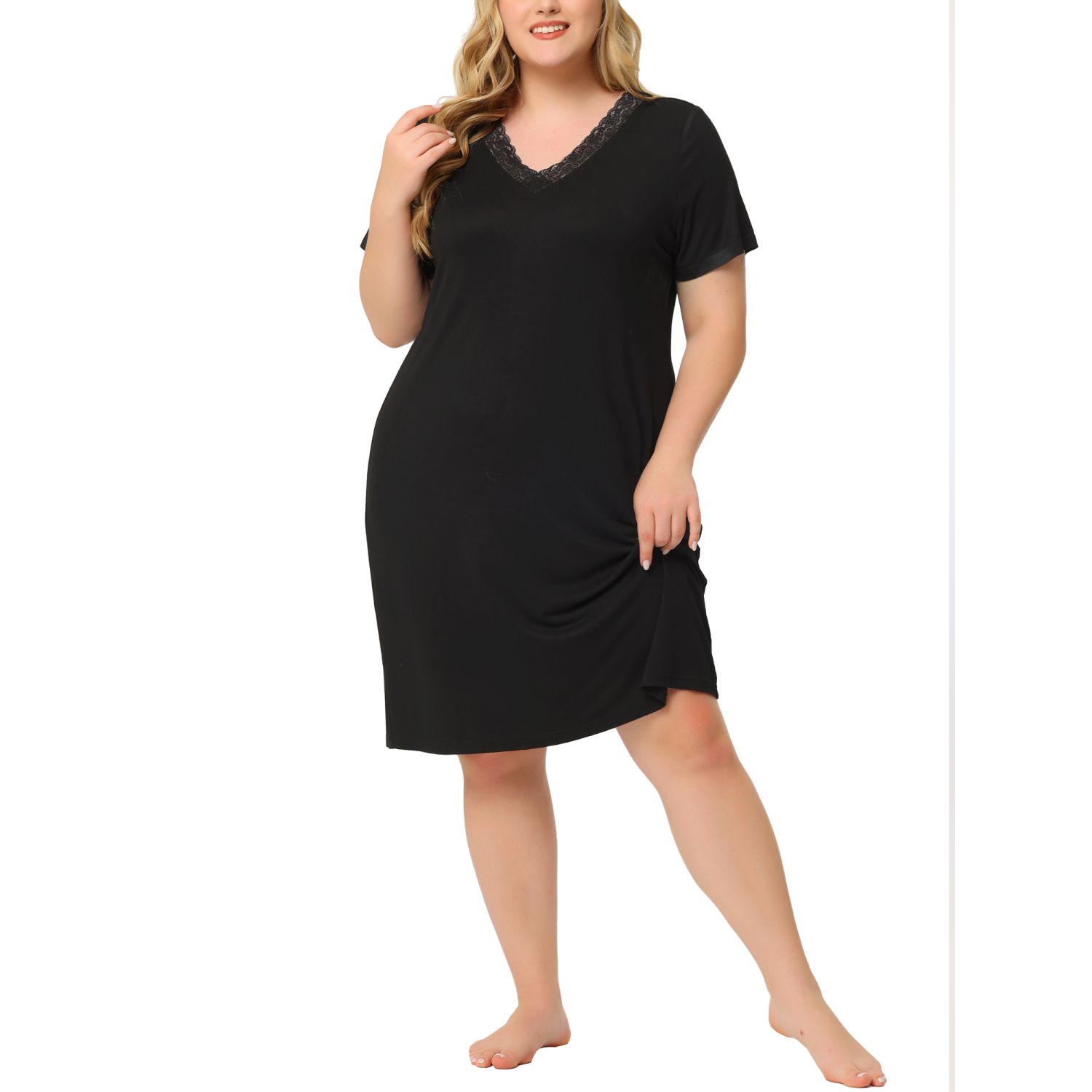 цена Женская ночная рубашка больших размеров с короткими рукавами, однотонная пижама, пижама Agnes Orinda, светло-серый