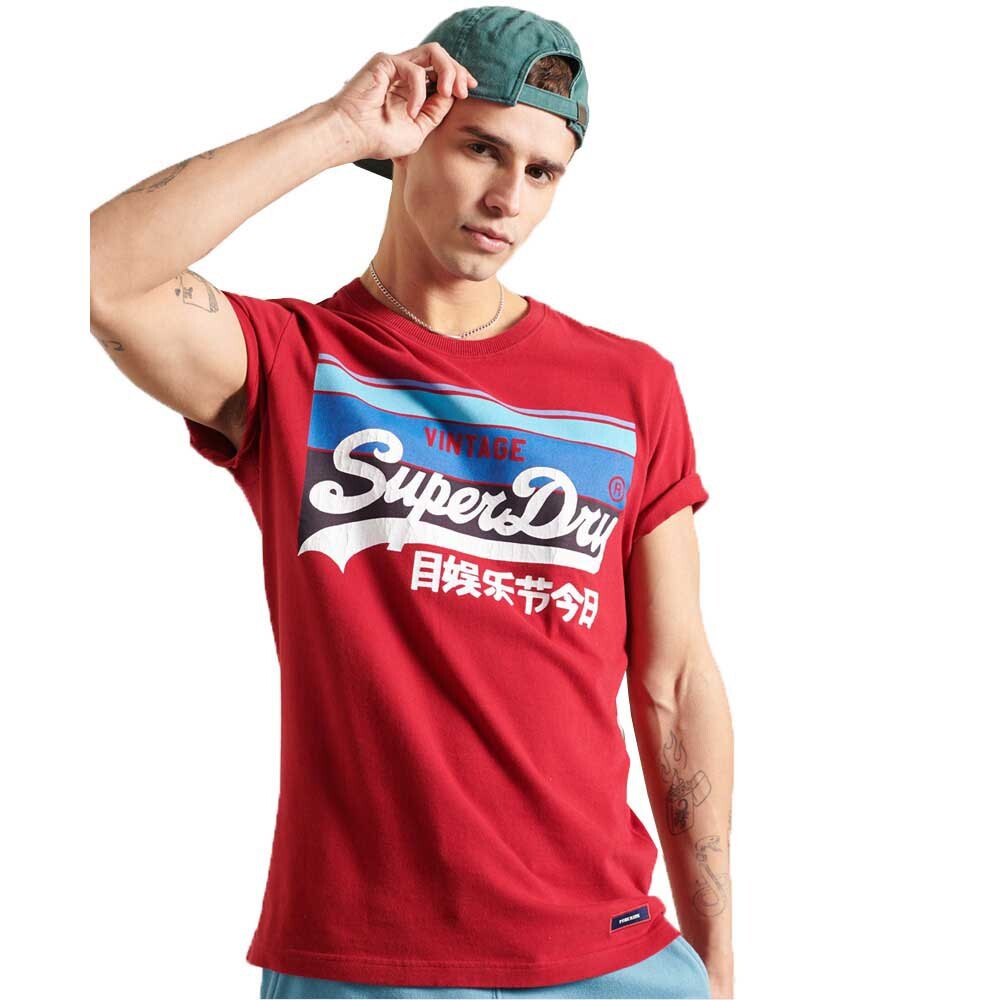 

Футболка с коротким рукавом Superdry Vintage Logo Cali Stripe 220, красный