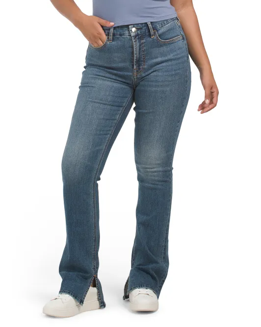 

Узкие джинсы Bootcut с разрезом по внутреннему шву Jen7 By 7 For All Mankind, синий