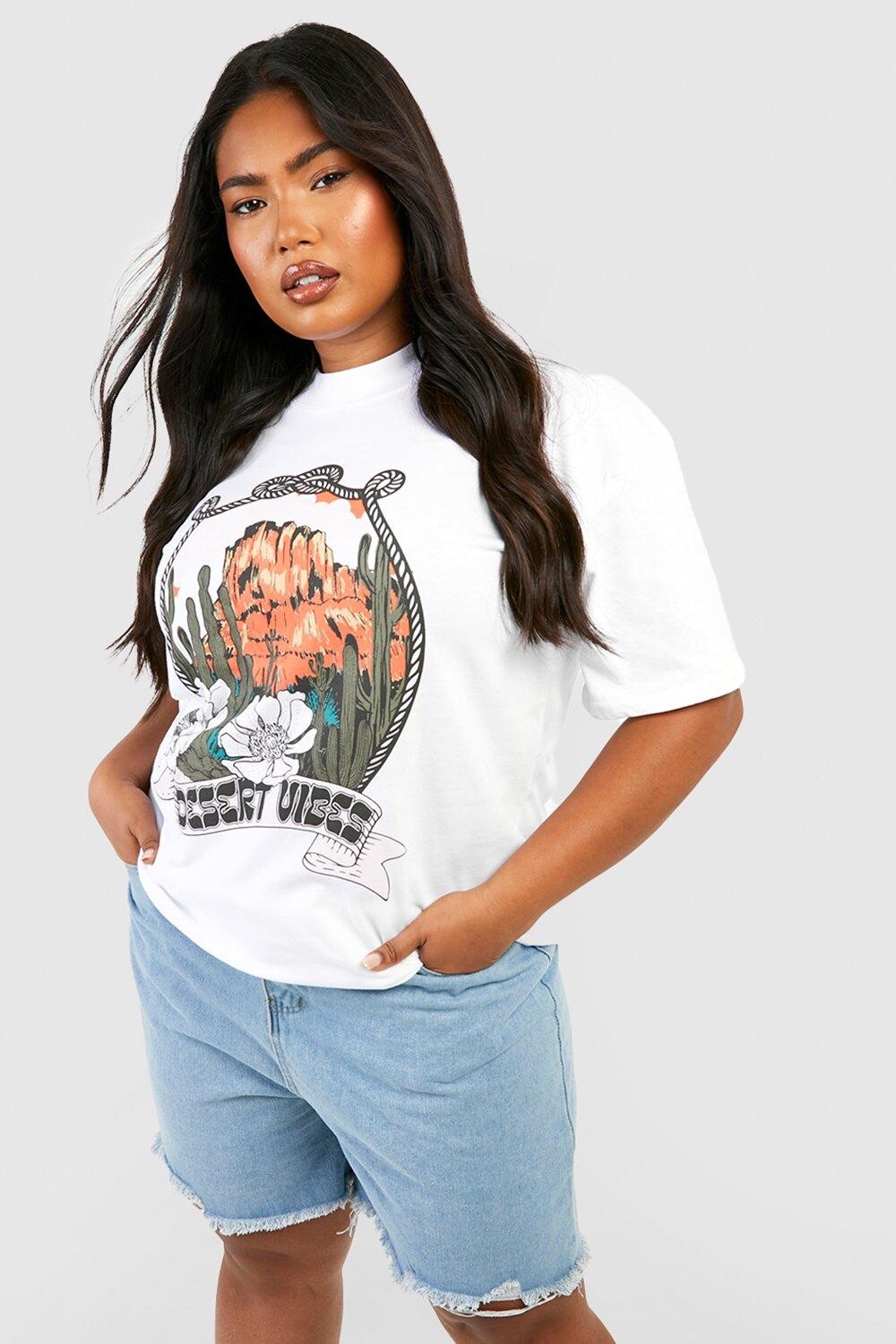 

Футболка с графикой пустыни Boohoo, белый