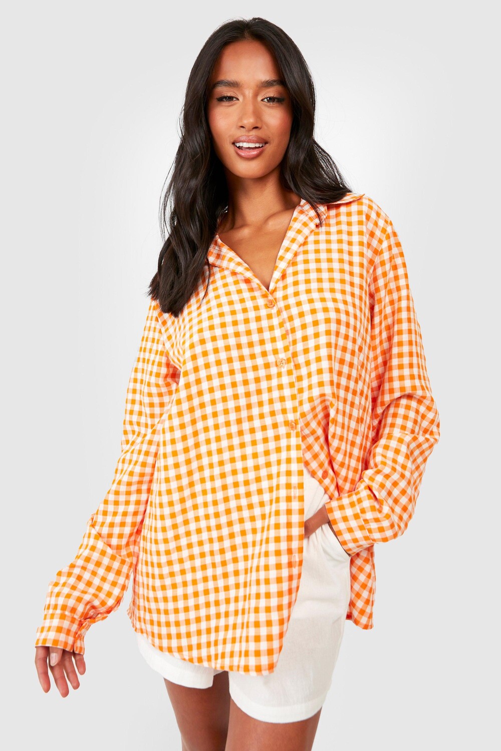 

Рубашка оверсайз petite gingham Boohoo, оранжевый