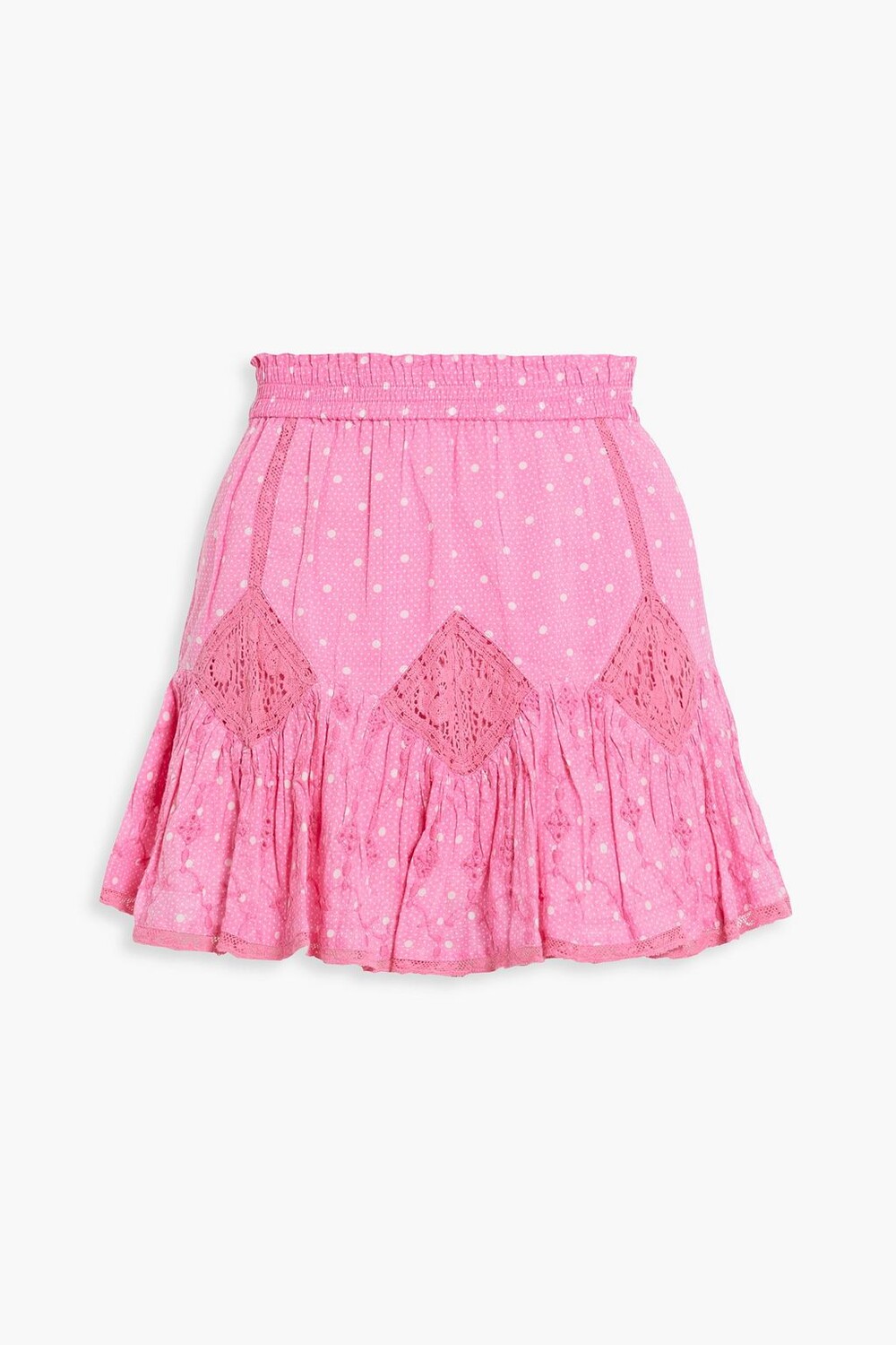 

Хлопковая мини-юбка Adia со сборками в горошек LOVESHACKFANCY, розовый