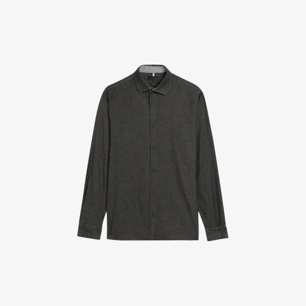

Рубашка loders из эластичного денима узкого кроя с длинными рукавами Ted Baker, черный