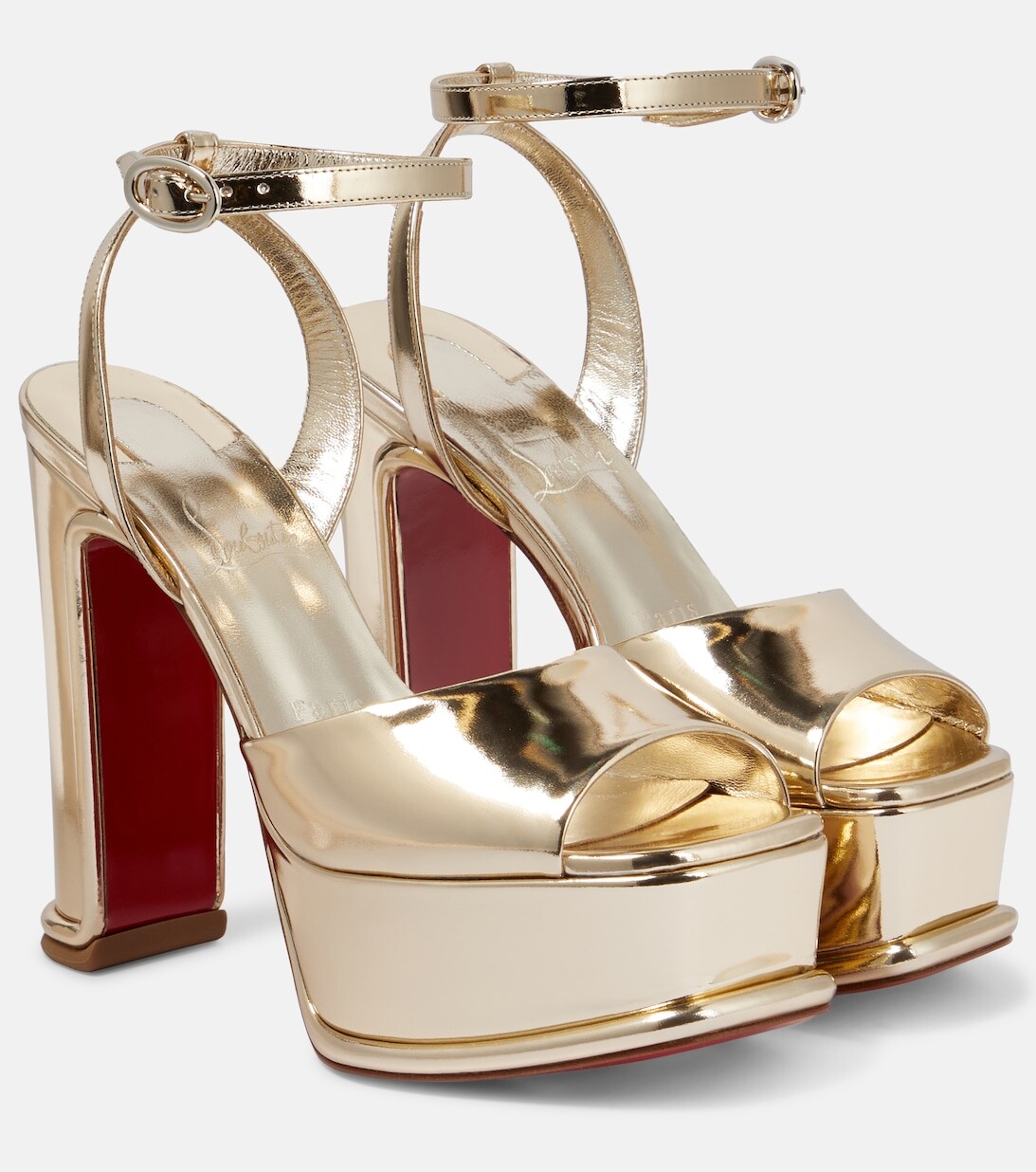 

Кожаные сандалии Amali Alta на платформе Christian Louboutin, золотой