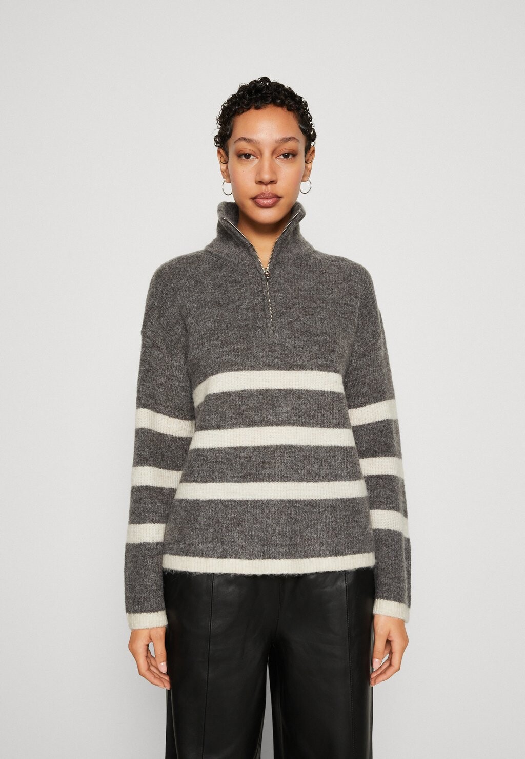 

Свитшот Selected Femme SLFMALINE HALF ZIP, цвет medium grey melange/birch