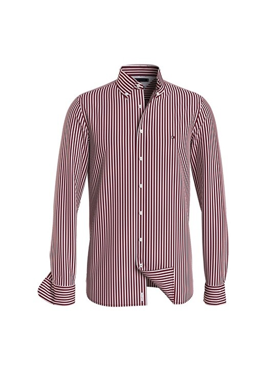 

Красная мужская рубашка узкого кроя с воротником на пуговицах Tommy Hilfiger