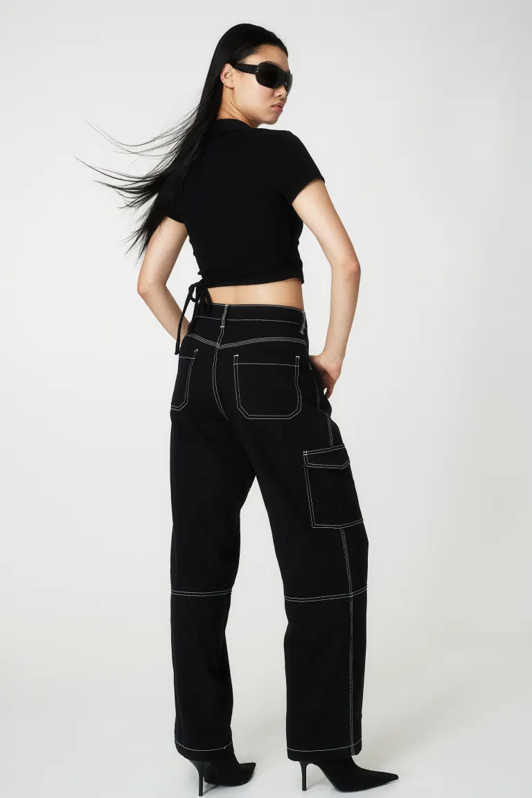 

Брюки-карго из габардина H&M, черный