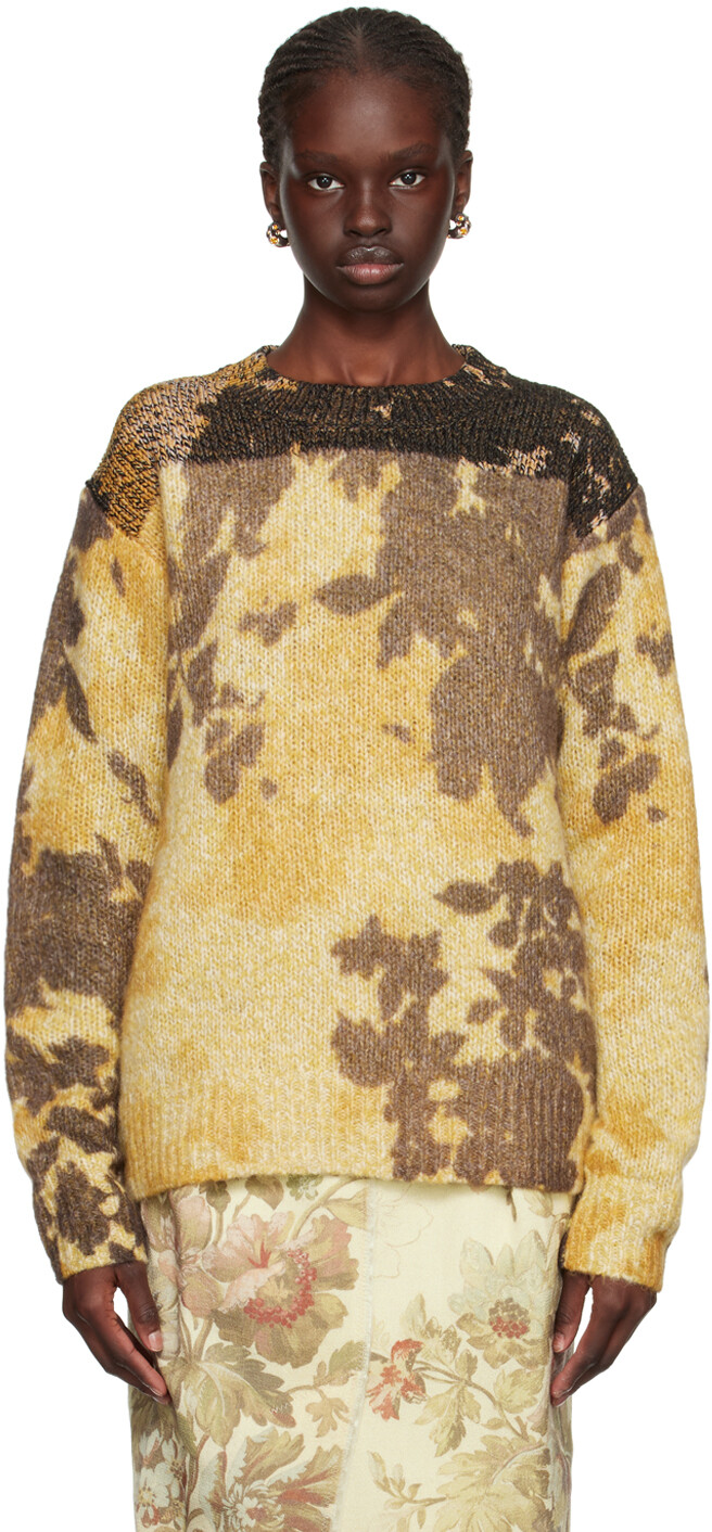 

Желтый свитер с цветочным принтом Dries Van Noten