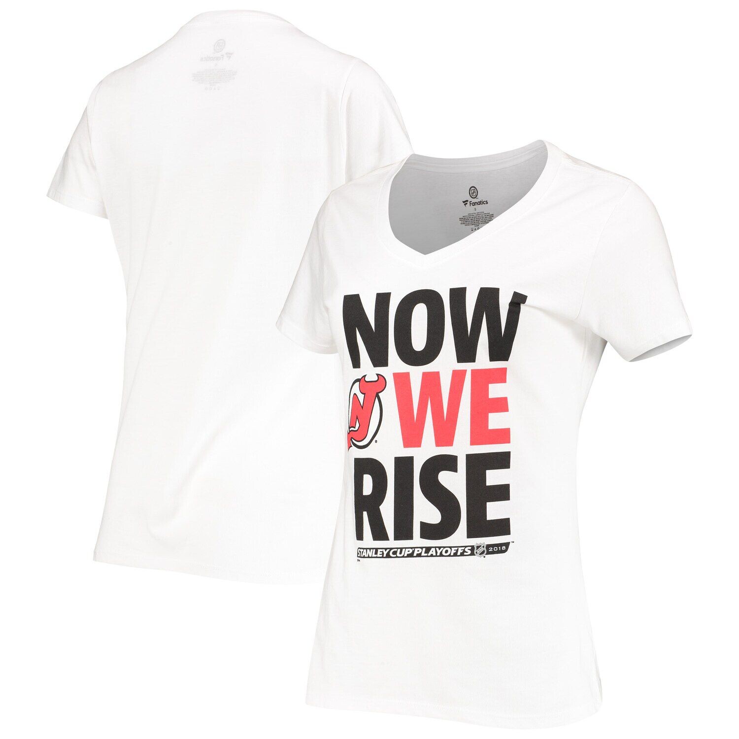 

Женская белая футболка Fanatics с логотипом New Jersey Devils We Rise Fanatics, Белый