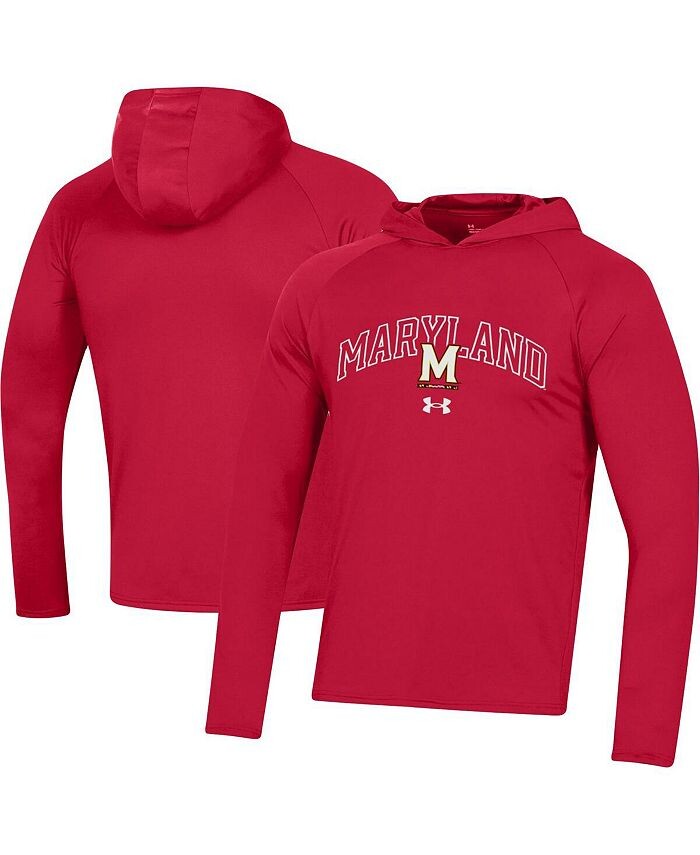 

Мужская красная футболка реглан с длинным рукавом и капюшоном Maryland Terrapins 2023 Sideline Tech Under Armour, красный