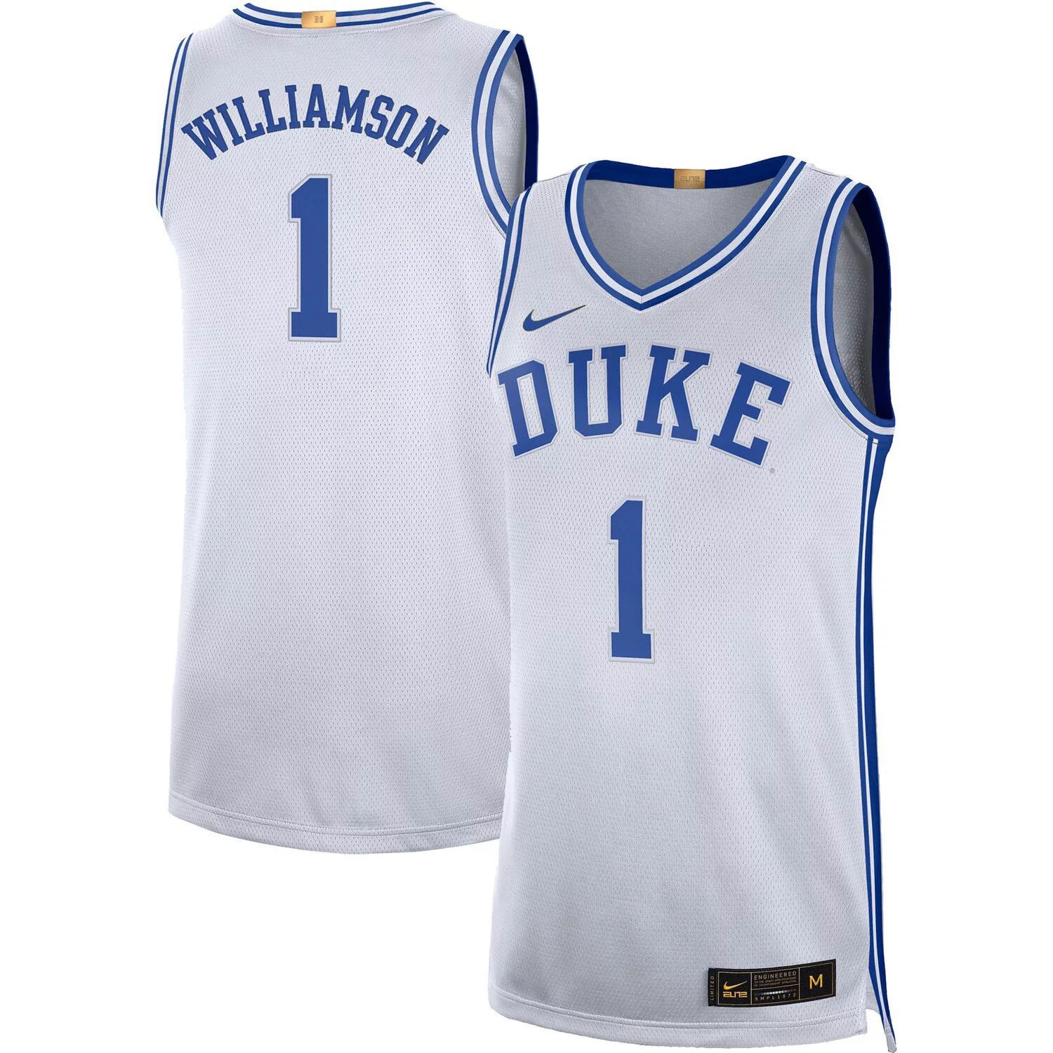 Мужская баскетбольная майка Zion Williamson White Duke Blue Devils Limited Nike
