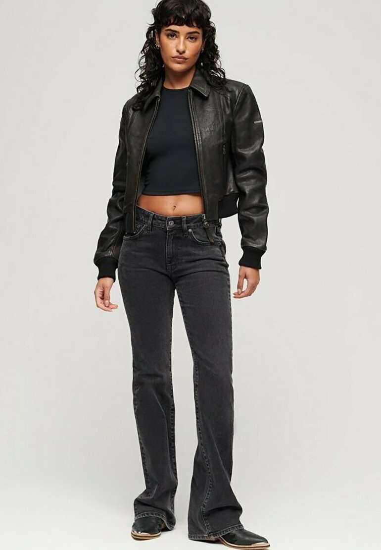 

Кожаная куртка Superdry 70S, цвет smoke grey