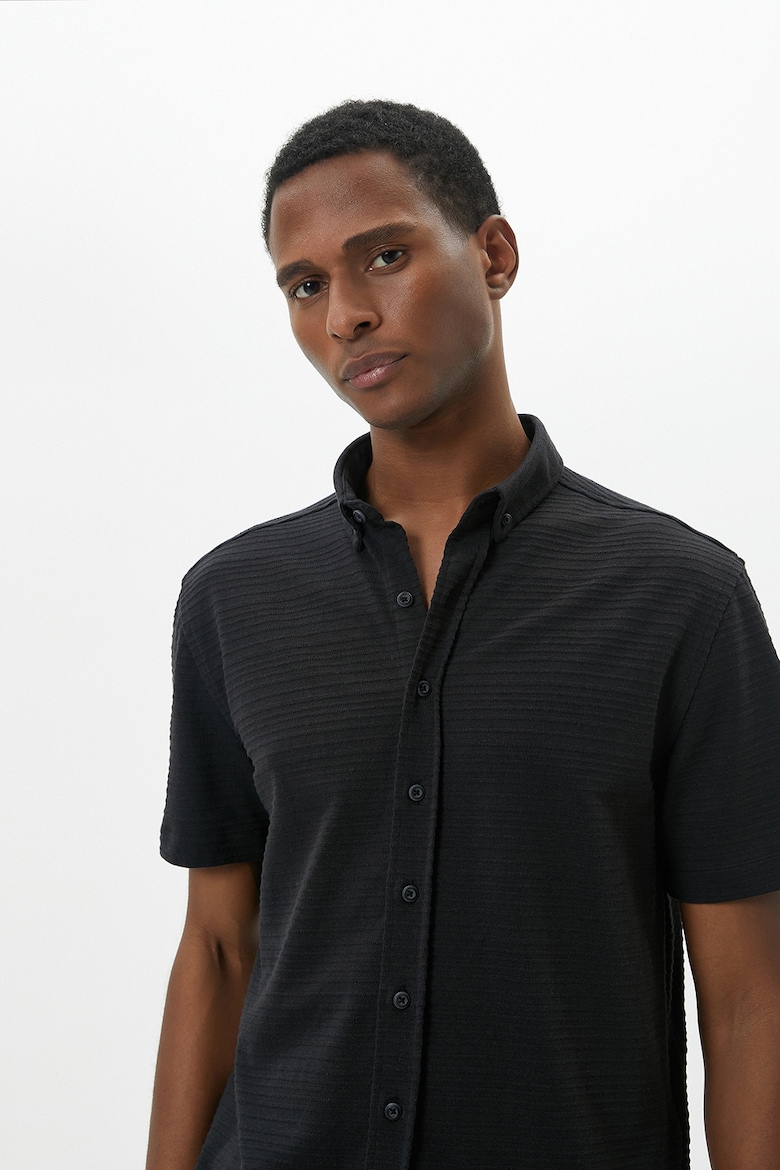 Рубашка в рубчик с короткими рукавами Koton, черный