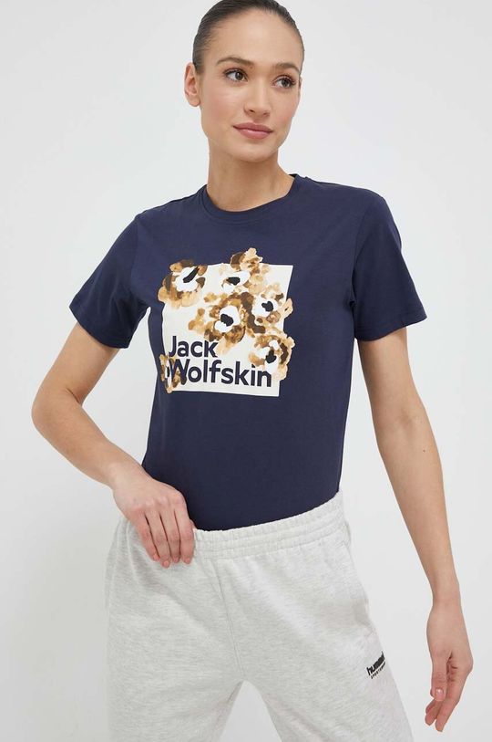 футболка с принтом discover heart jack wolfskin цвет sea shell Хлопковая футболка 10 Jack Wolfskin, темно-синий