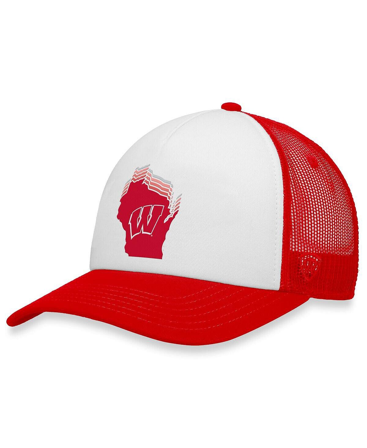

Мужская бело-красная кепка Wisconsin Badgers Tone Down Trucker Snapback Top of the World