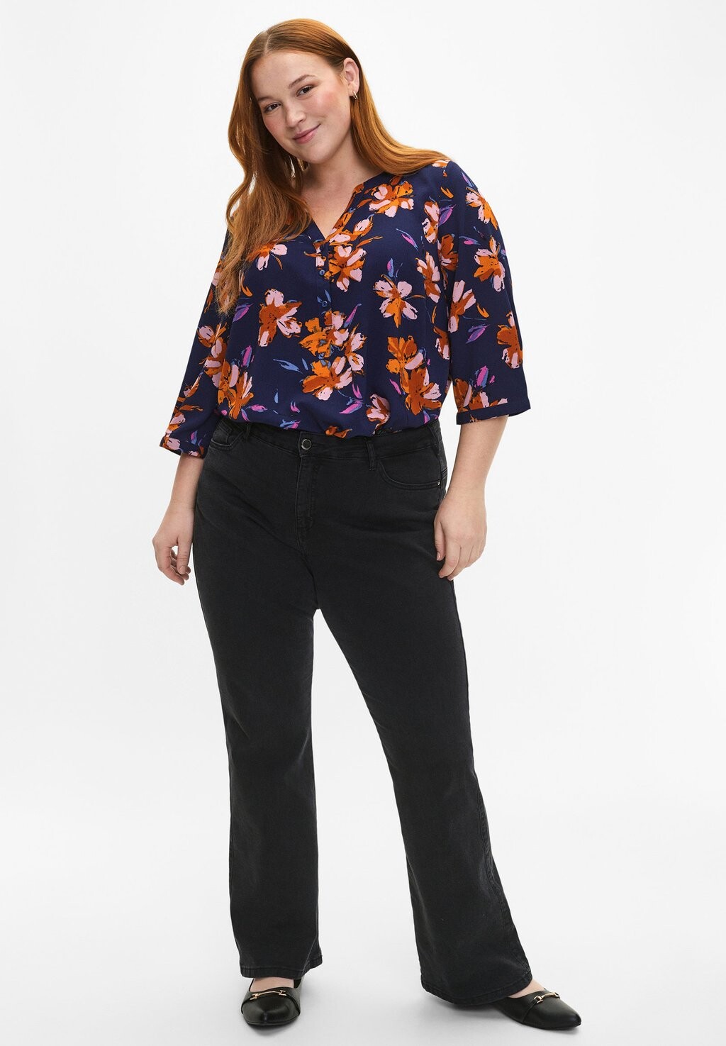 

Блузка FLORALE MIT 3/4-ÄRMELN Zizzi, цвет peacoat flower aop