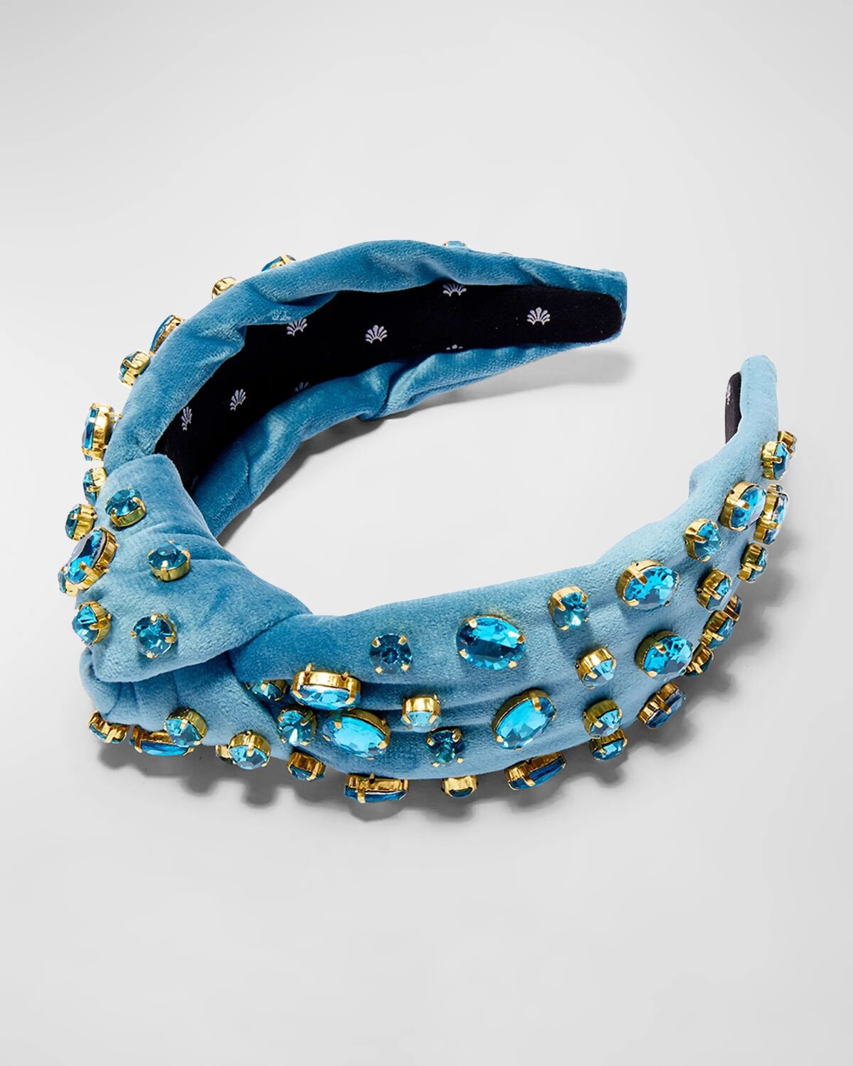 

Бархатный ободок с кристаллами и узлом Lele Sadoughi, цвет Blue Topaz