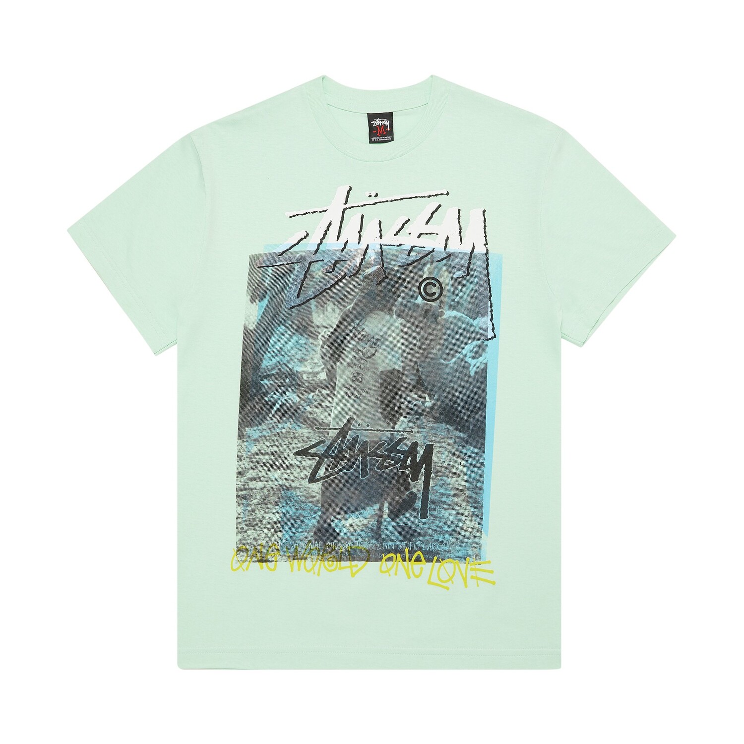 

Футболка Stussy Gear One World One Love, светло-зеленая, Зеленый