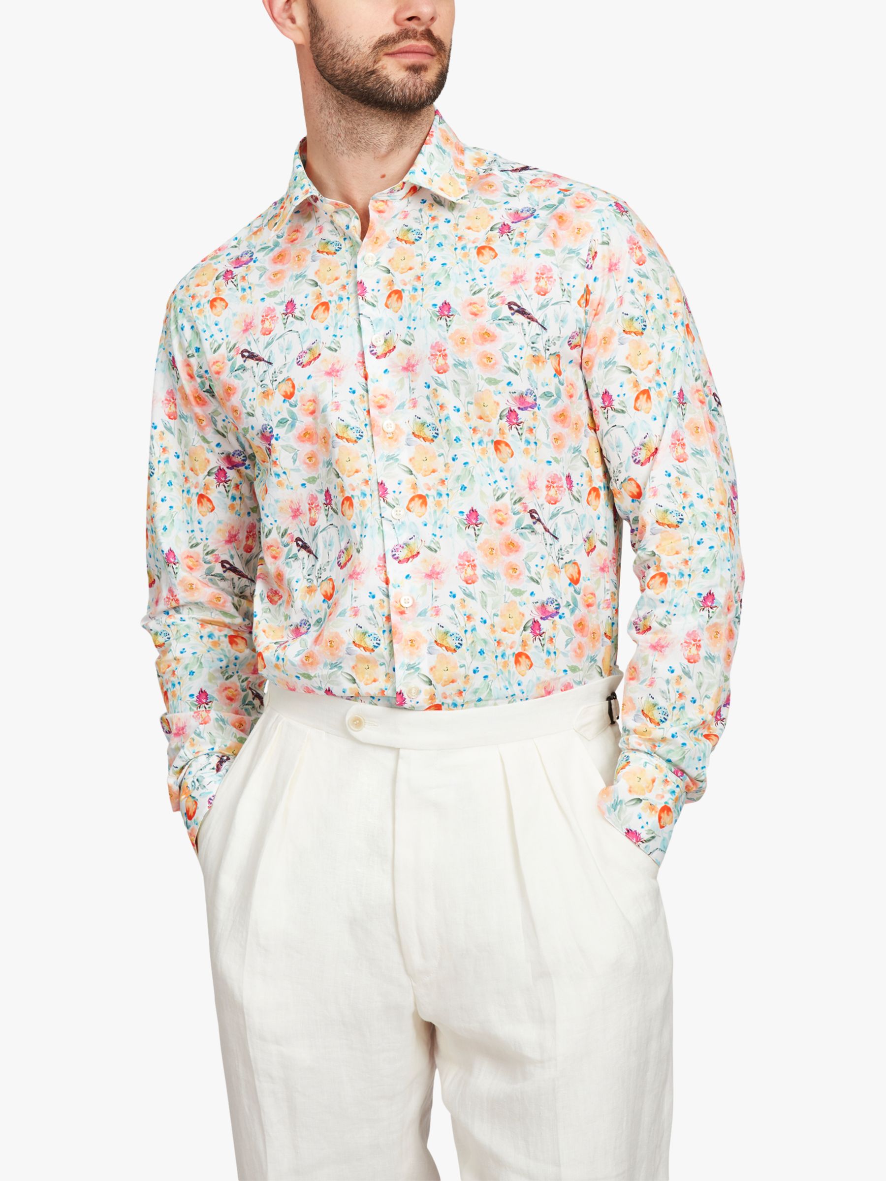 Рубашка с акварельным принтом бабочки Simon Carter, белый/мульти