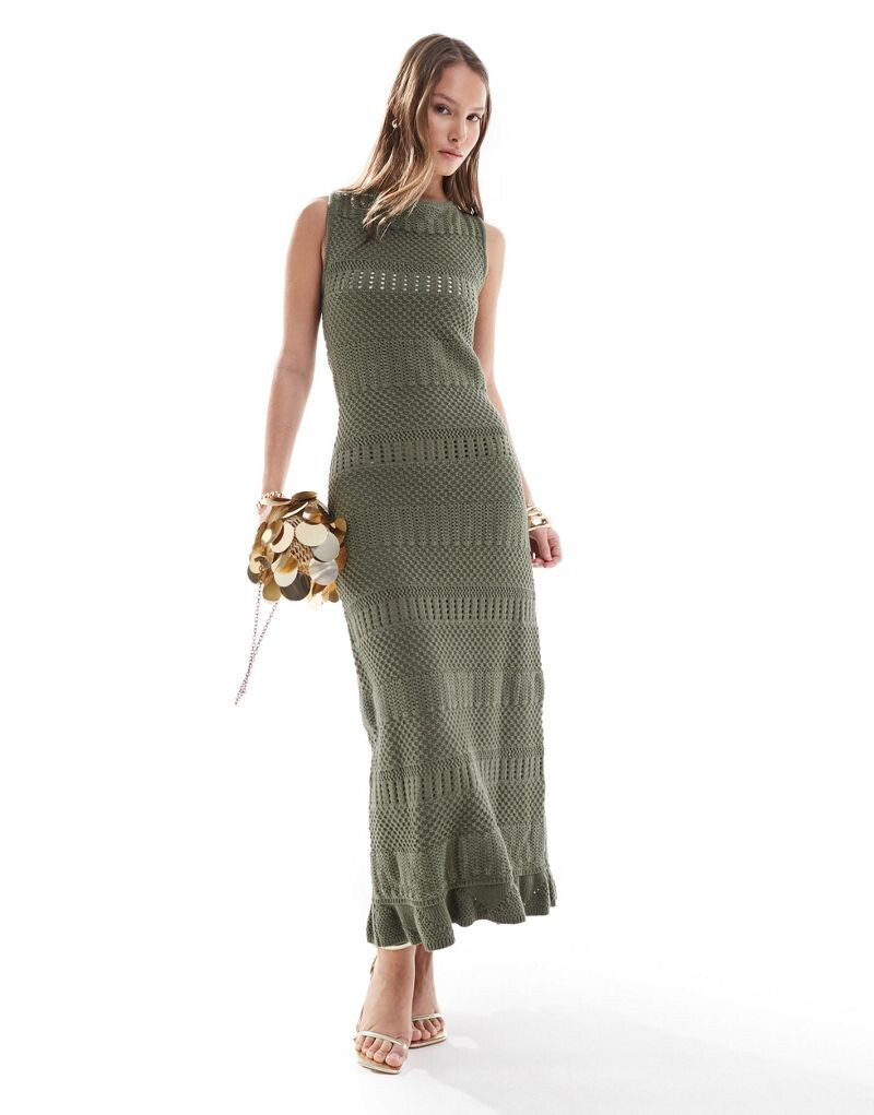 

ASOS DESIGN – трикотажное платье миди Sage с декоративным переплетением