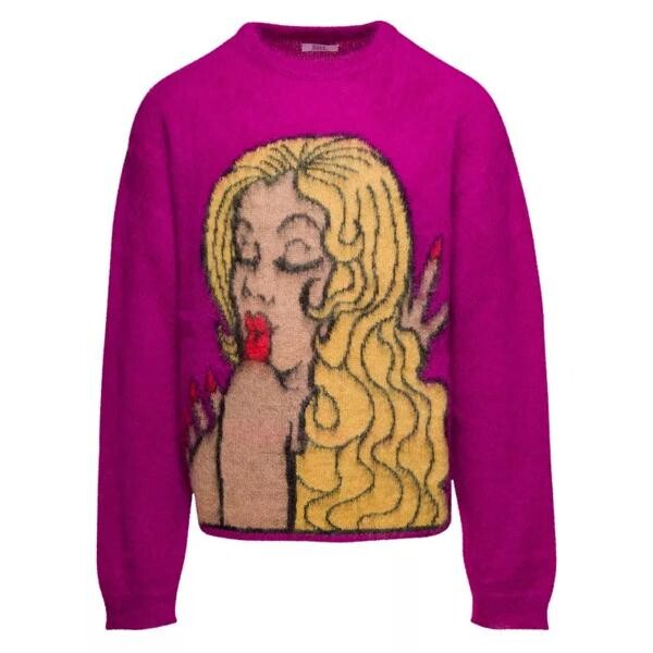 

Свитер unisex kiss mohair intarsia sweater knit Erl, розовый