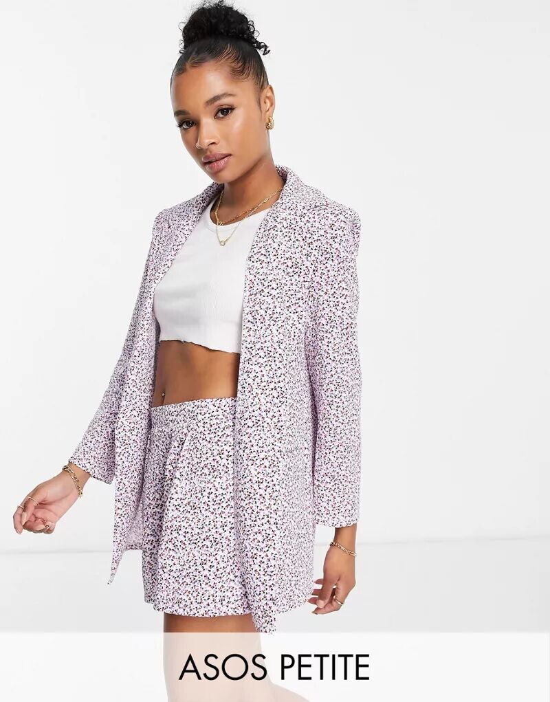 

Узкий трикотажный блейзер для мальчика с мелким принтом ASOS Petite, Серый