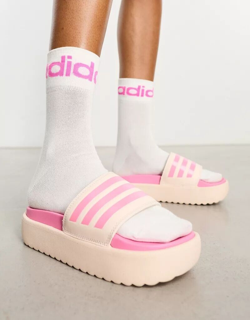 

adidas Sportswear — розовые шлепанцы на платформе Adilette adidas performance