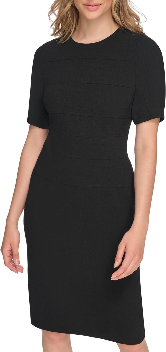 

Платье Short Puff Sleeve Drape Crepe Sheath Tommy Hilfiger, черный