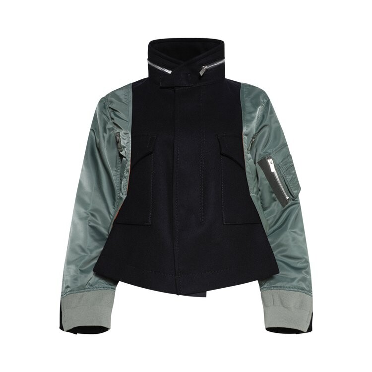

Куртка Sacai Wool Melton x Nylon Twill Jacket, цвет Dark Navy/Black/Khaki