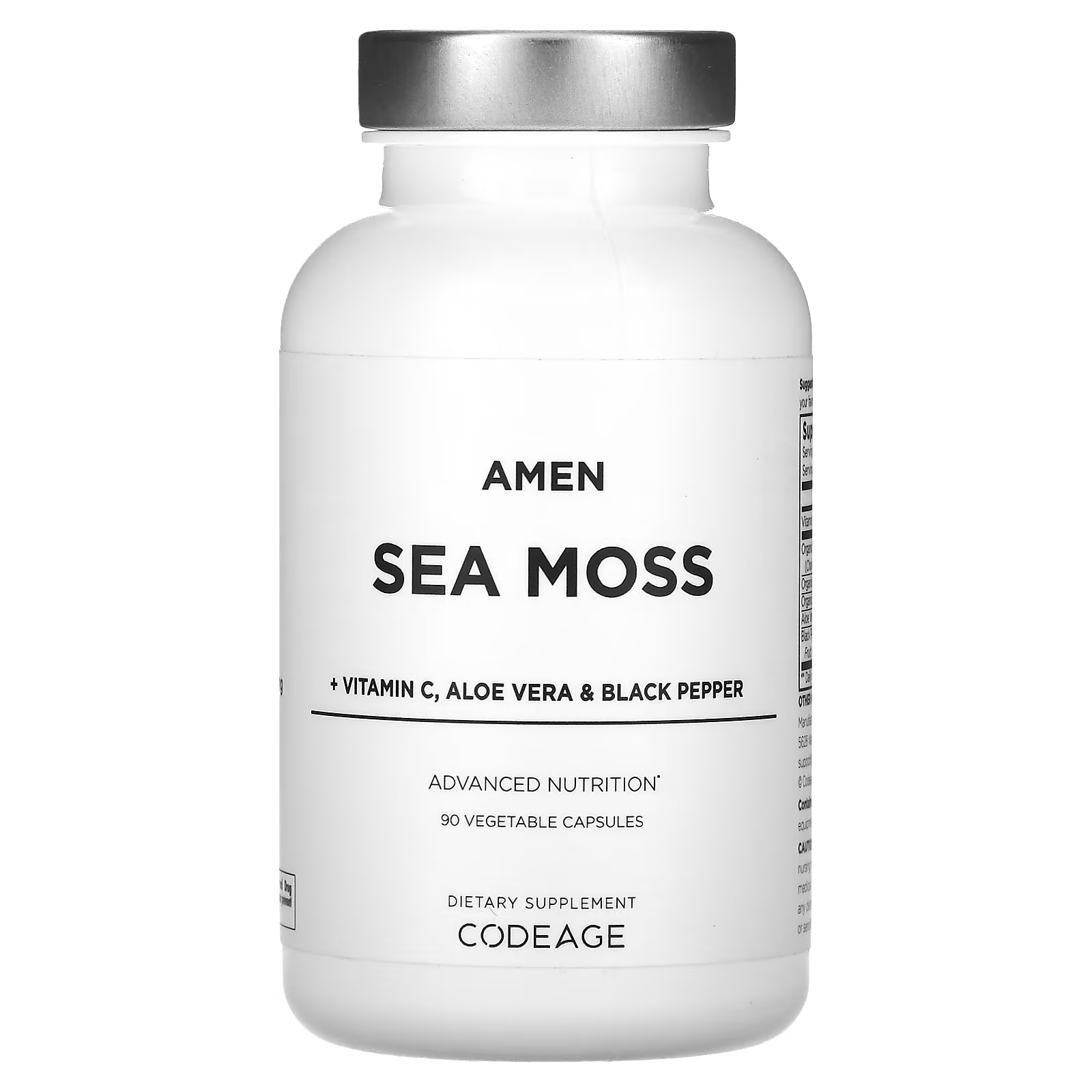 Аминь Морской мох + витамин С, алоэ вера и черный перец, 90 растительных капсул Codeage