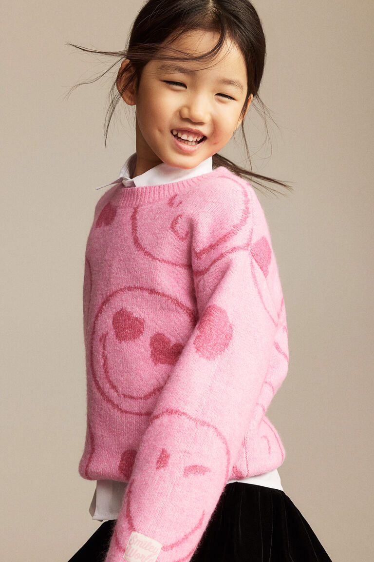 Джемпер жаккардовой вязки H&M, розовый inspire джемпер жаккардовой вязки в принт бежевый