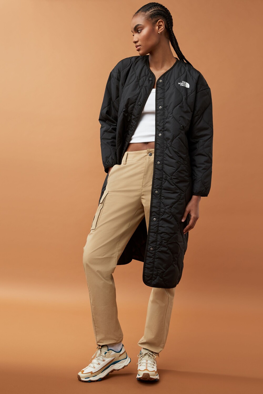 

Женская стеганая длинная куртка ампато The North Face, черный