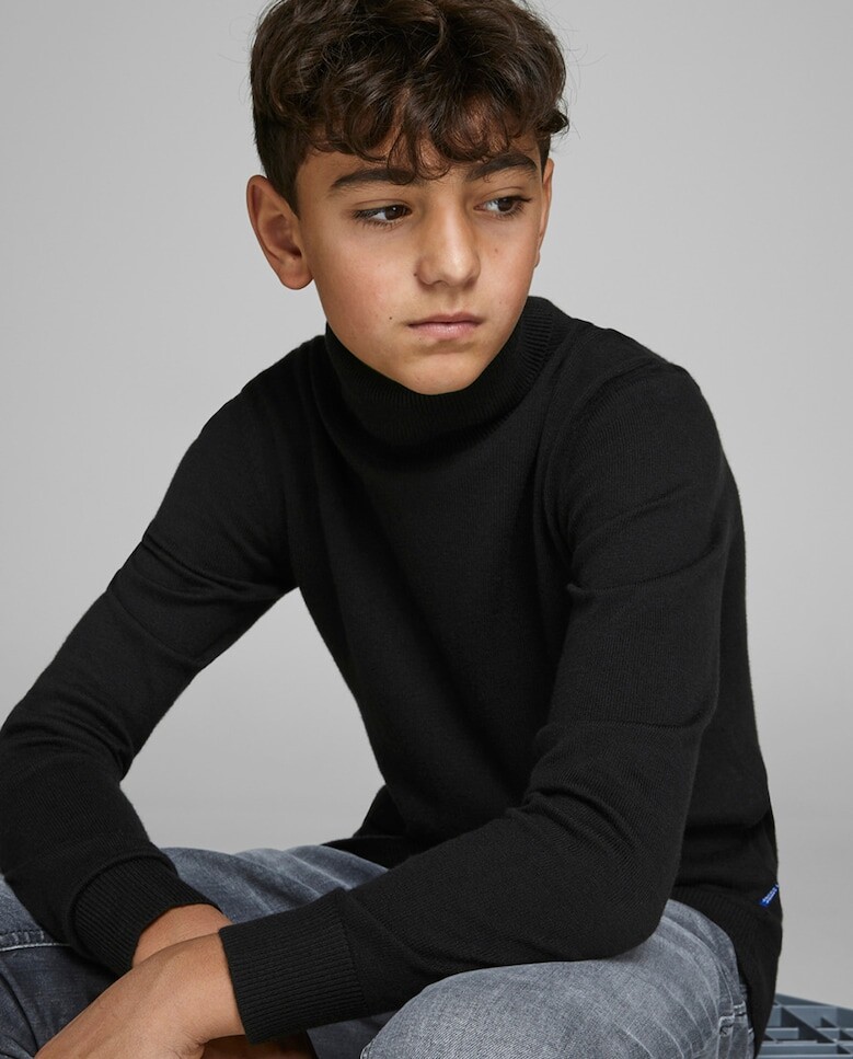 

Свитер-водолазка для мальчика вязанной вязки Jack & Jones, черный