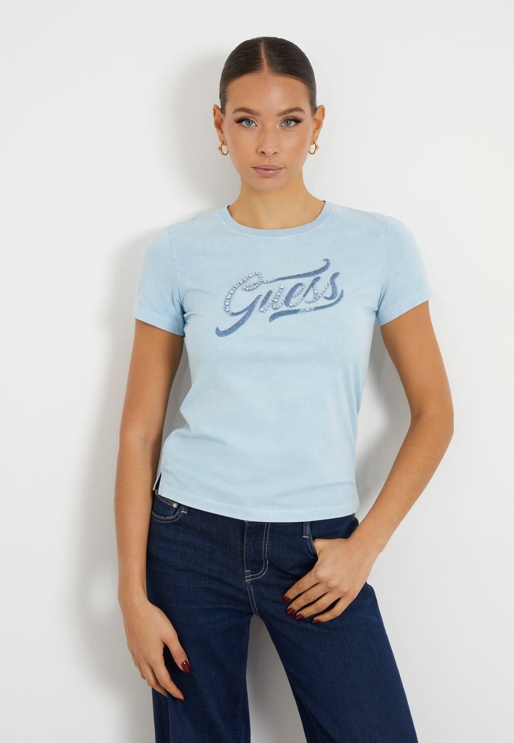 

Футболка с принтом LOGOSTICKEREI Guess, цвет himmelblau