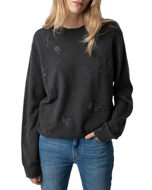 

Кашемировый свитер Pravis со стразами Zadig & Voltaire, цвет Gray