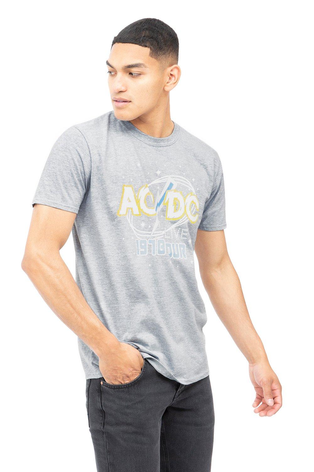 футболка мужская белая оверсайз ac dc 199 Футболка из живого хлопка AC/DC, серый