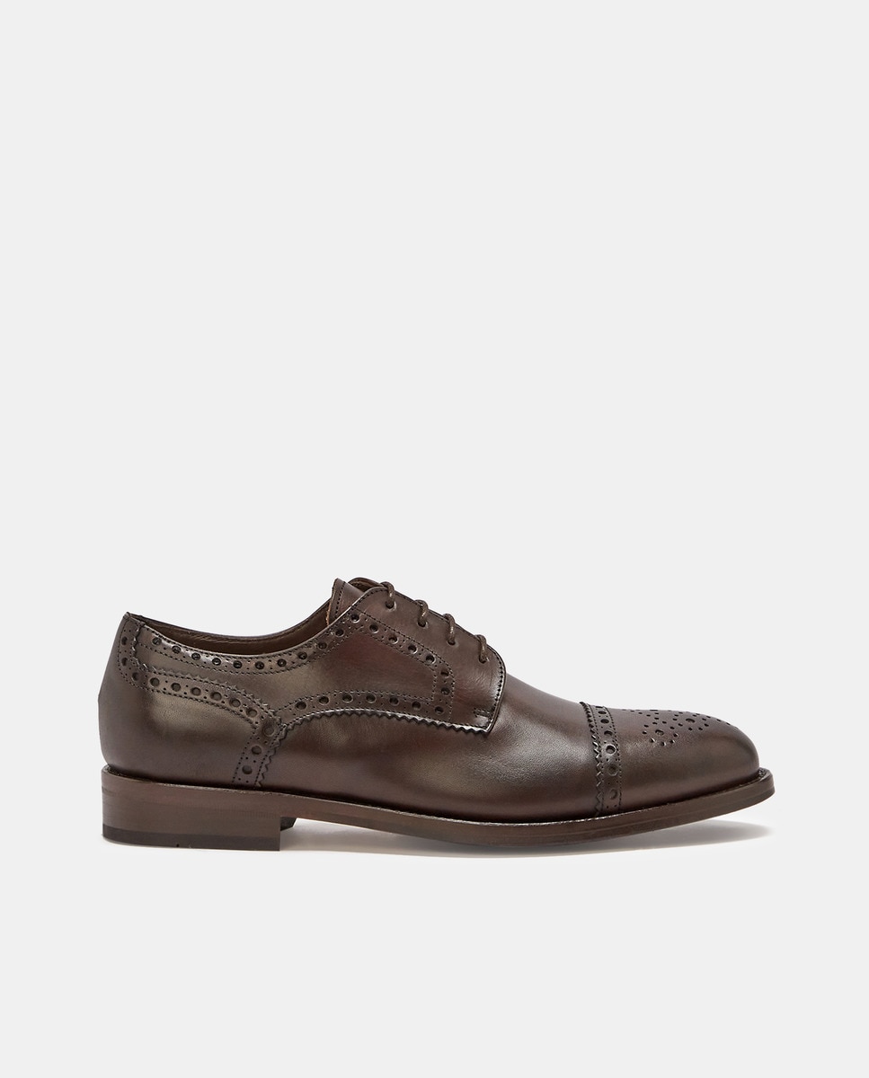 Мужские туфли на шнуровке из коричневой кожи Emidio Tucci, коричневый джемпер с ажуром 44 размер
