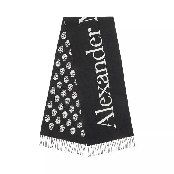 

Шарф reversible branded skull scarf black Alexander Mcqueen, черный