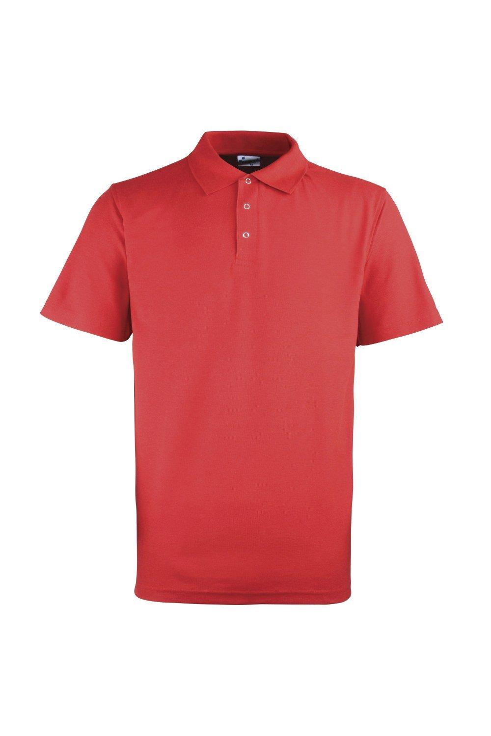 Однотонная рубашка-поло из тяжелого пике с заклепками Premier, красный
