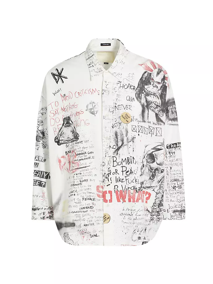 

Рубашка с заниженными плечами и принтом Sketch R13, цвет doodles on white