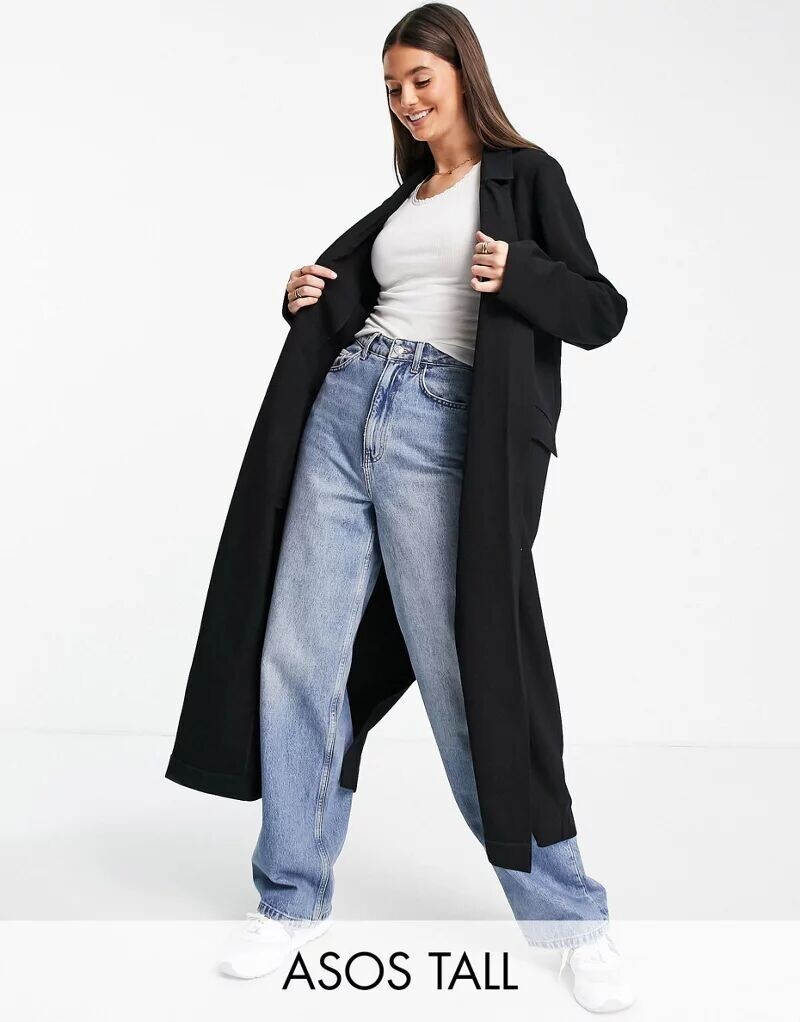 

Мягкое черное пальто-пылевик ASOS DESIGN Tall