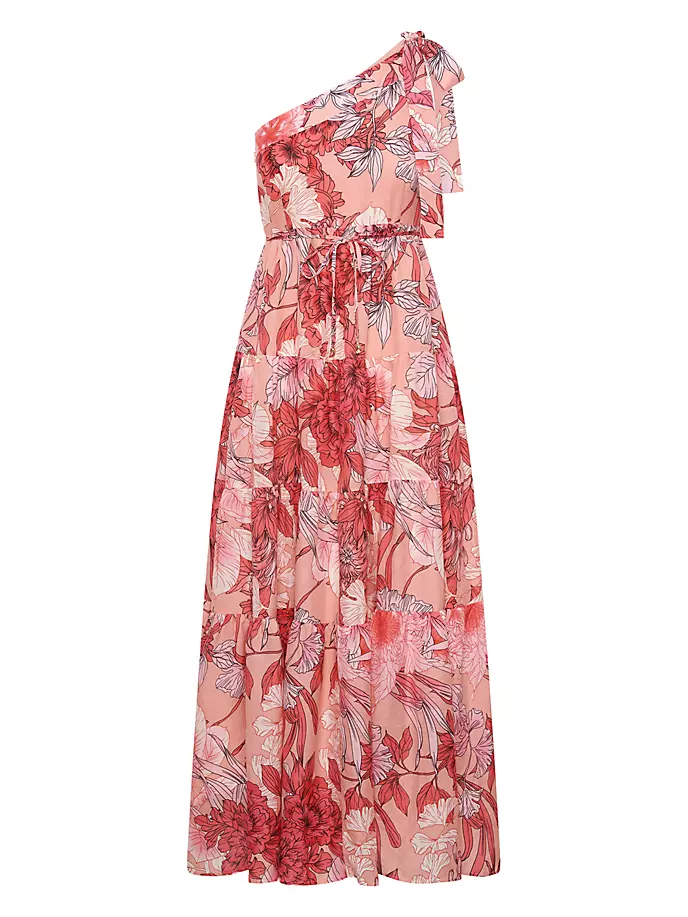 Платье макси на одно плечо с цветочным принтом Freya Kivari, цвет pink large floral цена и фото
