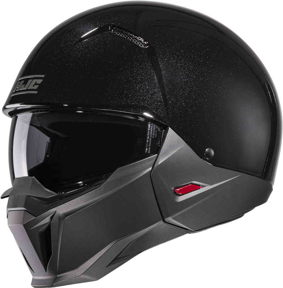 i20 Твердый реактивный шлем HJC, черный металлик женский мотоциклетный шлем в стиле ретро полушлем с выдвижным градиентным солнцезащитным козырьком и маской локомотивами