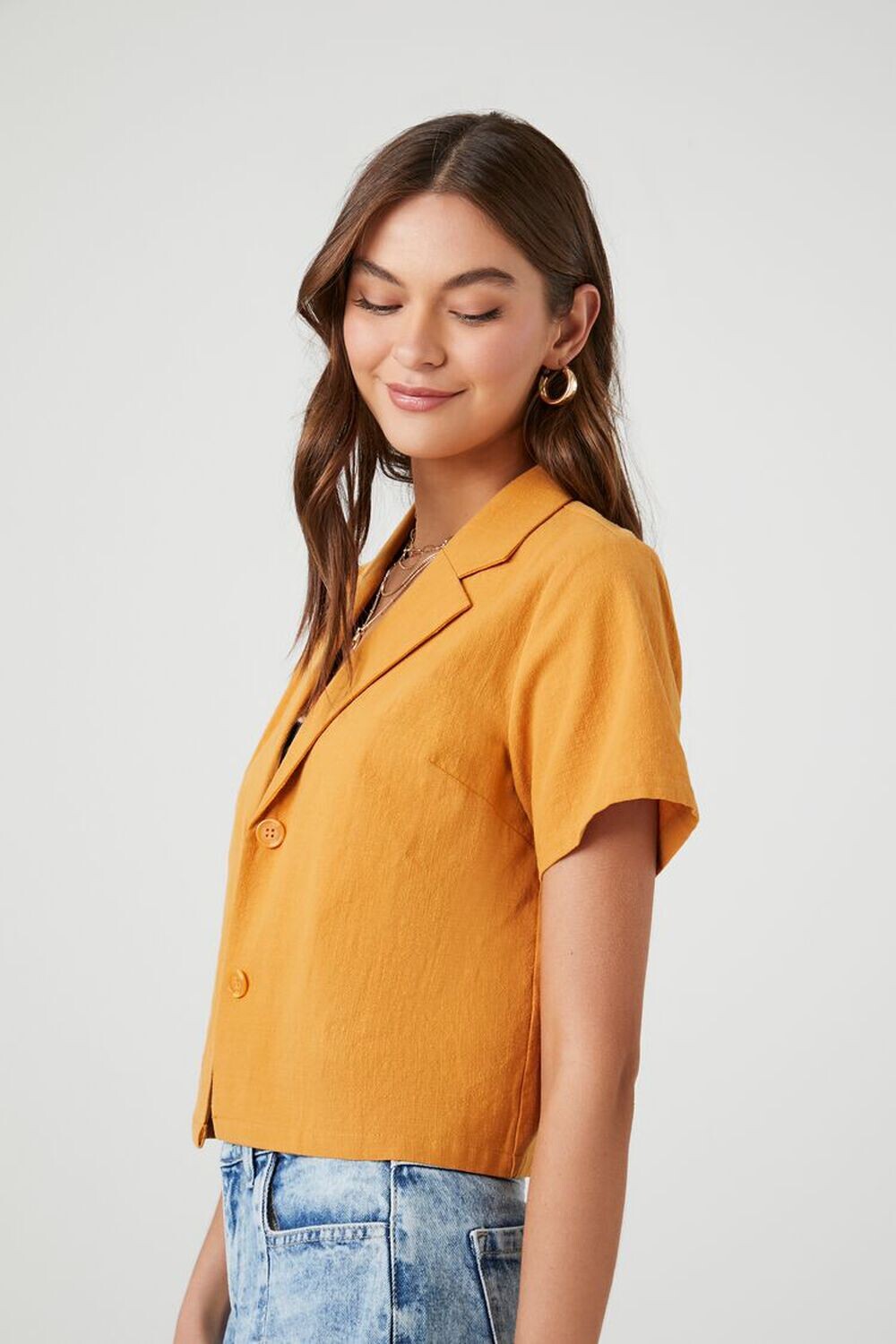 

Рубашка из хлопка с зубцами Forever 21, золотой